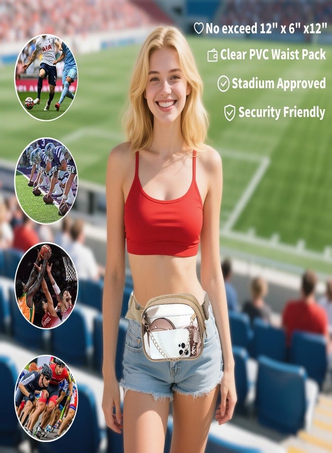 Merleu Clear Fanny Pack with Metal Chain Design, Quailty Clear Bag for Stadium Events, Crossbody Bag Waist Bag，with Wide Adjustable Strap Transparent Waist Bag for Sports Events,Concert bag (White) - Image 5